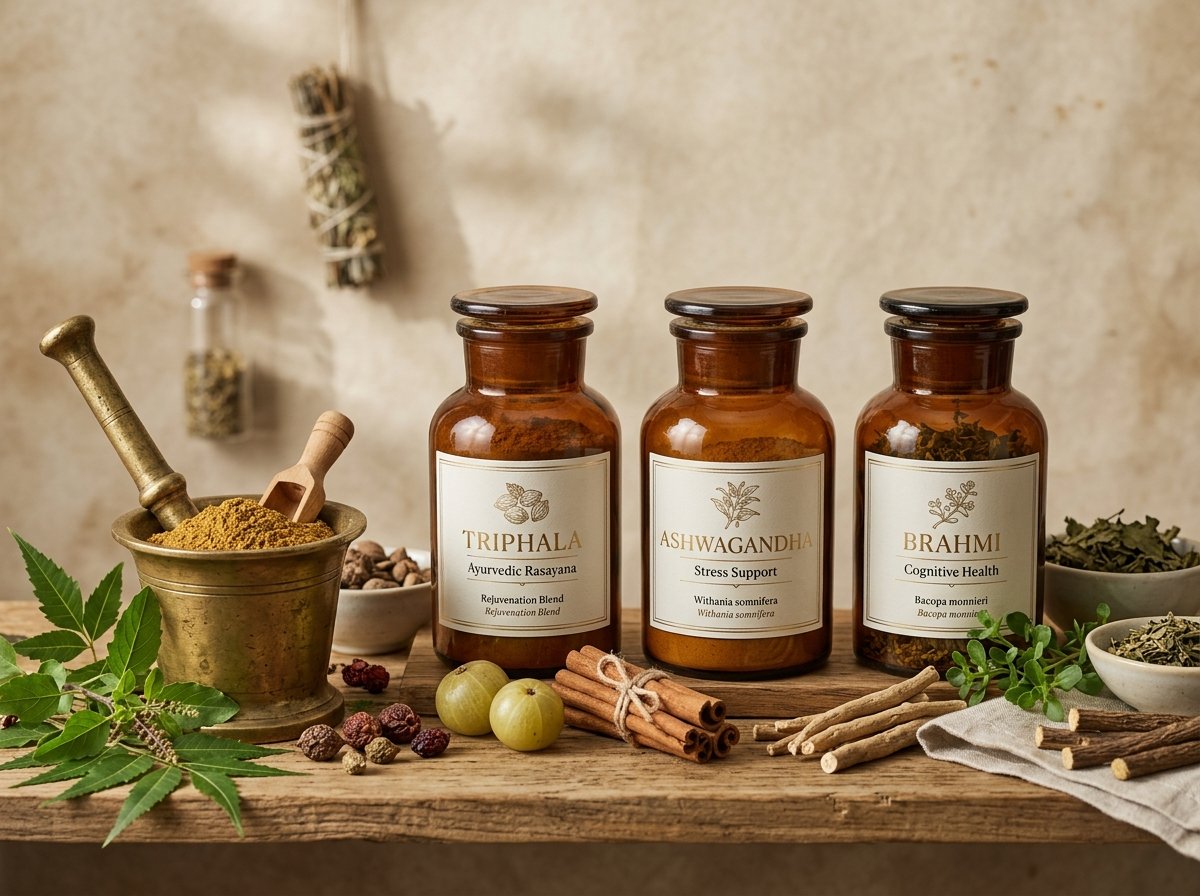 Authentic Ayurvedic Medicines - Triphala, Ashwagandha, Brahmi